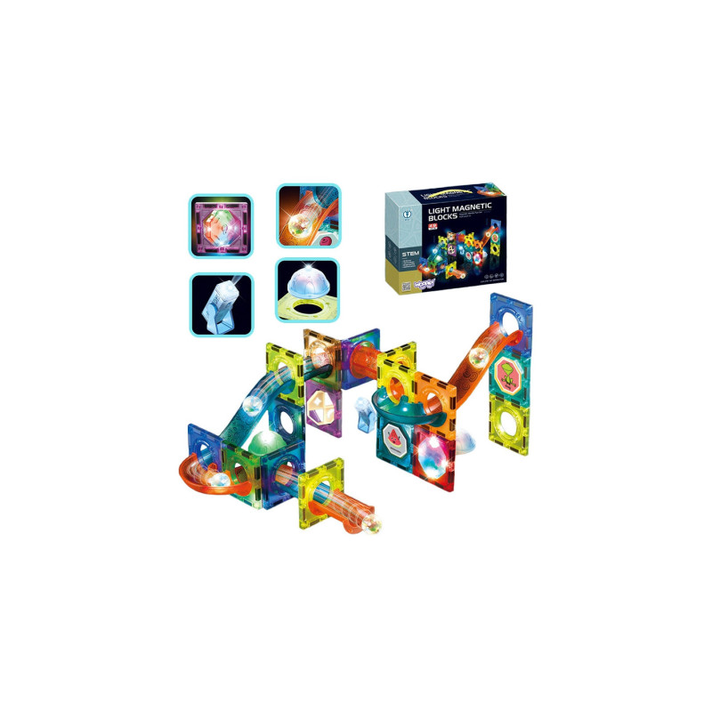 WOOPIE 40017 Magnetyczne klocki Tor świetlny 49 el.