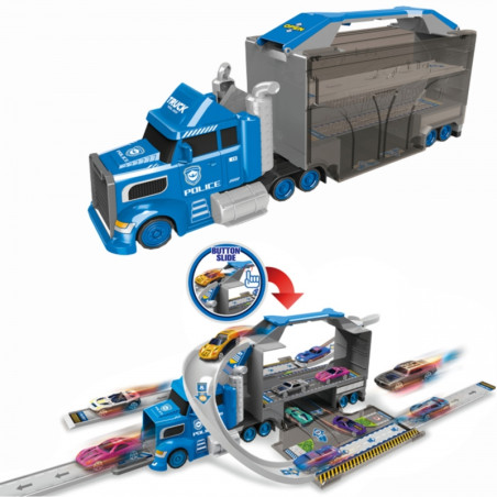 WOOPIE 54030 Ciężarówka Policyjna 2w1Transporter Tor Samochodowy