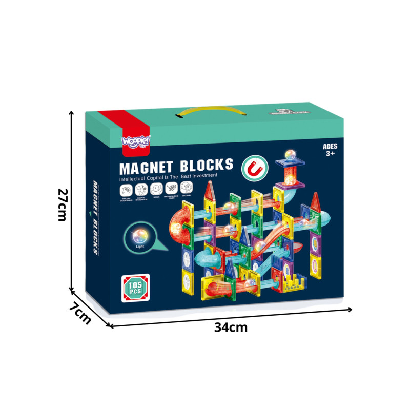 WOOPIE 54849 Klocki magnetyczne Tor kulkowy 105 el.
