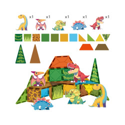 WOOPIE 558390 Klocki magnetyczne 7,5 cm Dino 30 el.