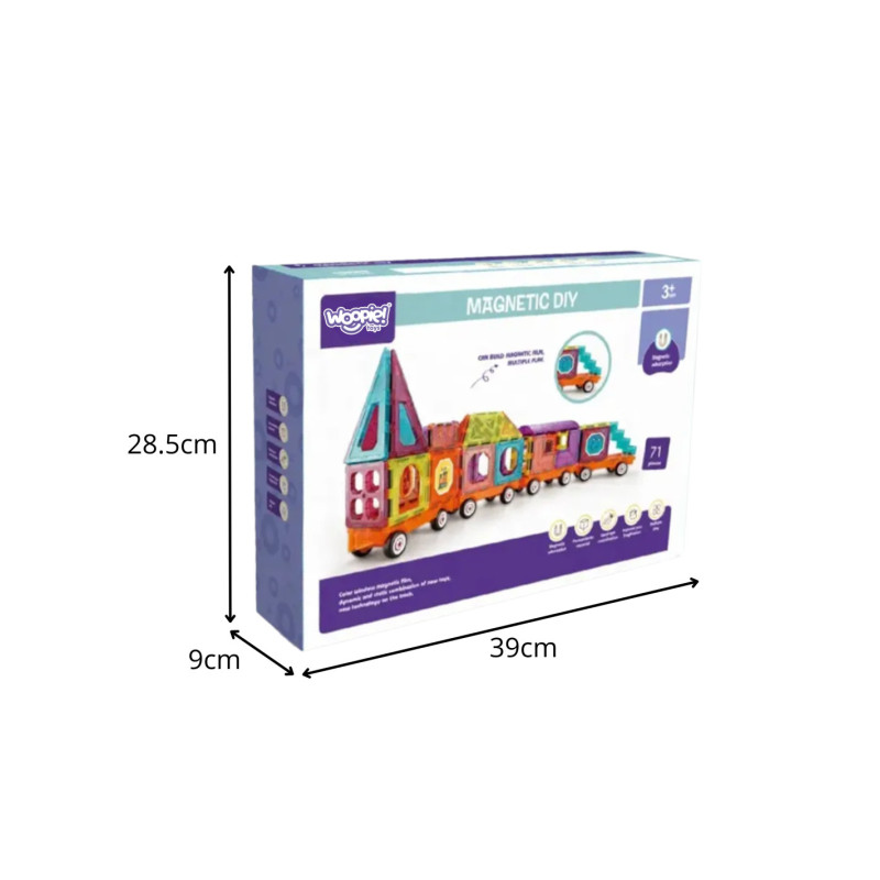 WOOPIE 56010 Klocki magnetyczne 3D Pociąg 71 el.