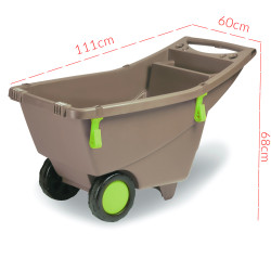 Taczka ogrodowa 140L z tworzywa z recyklingu 2 koła, z uchwytami, zielona