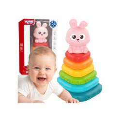 WOOPIE BABY 59332 Piramidka sensoryczna wieża króliczek