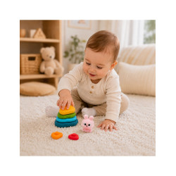 WOOPIE BABY 59332 Piramidka sensoryczna wieża króliczek
