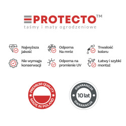 Taśma ogrodzeniowa PASKI 6 x 2,55mb BASIC 19cm PROTECTO™ GRAFIT + 12 klipsów GRATIS