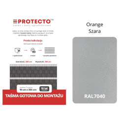 Taśma ogrodzeniowa PASKI 6 x 2,55mb ORANGE 19cm PROTECTO™ SZARA + 12 klipsów GRATIS