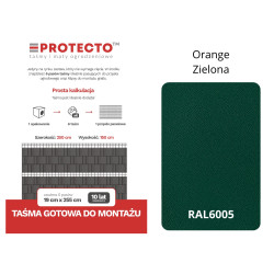 Taśma ogrodzeniowa PASKI 6 x 2,55mb ORANGE 19cm PROTECTO™ ZIELONA + 12 klipsów GRATIS
