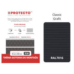 Taśma ogrodzeniowa PASKI 6 x 2,55mb CLASSIC 19cm PROTECTO™ GRAFIT + 12 klipsów GRATIS