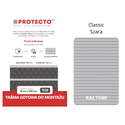 Taśma ogrodzeniowa PASKI 6 x 2,55mb CLASSIC 19cm PROTECTO™ SZARA + 12 klipsów GRATIS