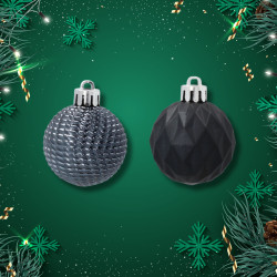 Zestaw 16 Eleganckich Bombek Kamai Christmas Decoration® o Średnicy 4 cm – Kolor Antracyt