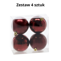 Ekskluzywna Bombka Choinkowa od Kamai Christmas Decoration® - Kolor Burgund, Komplet 4 Sztuk