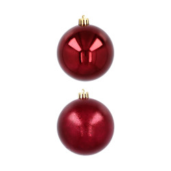 Ekskluzywna Bombka Choinkowa od Kamai Christmas Decoration® - Kolor Burgund, Komplet 4 Sztuk