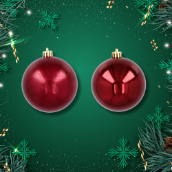 Ekskluzywna Bombka Choinkowa od Kamai Christmas Decoration® - Kolor Burgund, Komplet 4 Sztuk