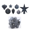 Komplet 19 Bombek Choinkowych Kamai Christmas Decoration® - Kolor Antracyt z Gwiazdą na Czubek