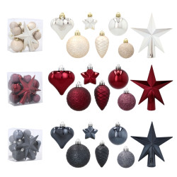 Komplet 19 Bombek Choinkowych Kamai Christmas Decoration® - Kolor Antracyt z Gwiazdą na Czubek