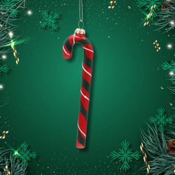 Eleganckie Ozdoby Świąteczne "Czerwono-Zielona Laseczka Cukrowa" z Szkła od Kamai Christmas Decoration®