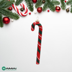 Eleganckie Ozdoby Świąteczne "Czerwono-Zielona Laseczka Cukrowa" z Szkła od Kamai Christmas Decoration®