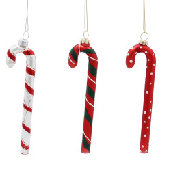 Eleganckie Ozdoby Świąteczne "Czerwono-Zielona Laseczka Cukrowa" z Szkła od Kamai Christmas Decoration®