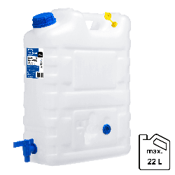 Kanister na wodę pitną z kranikiem i odpowietrznikiem, tworzywo HDPE, 20L