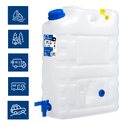 Kanister na wodę pitną z kranikiem i odpowietrznikiem, tworzywo HDPE, 20L