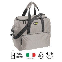Torba termiczna Kamai Gio Style na ramię, pastelowy szary, z kieszeniami i rączką do noszenia, pojemność 33L