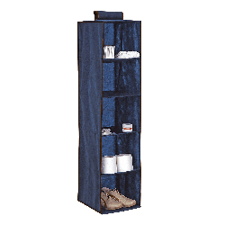 BLUE niebieski wiszący organizer do szafy 5 przegród 30X30X120cm