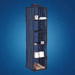 BLUE niebieski wiszący organizer do szafy 5 przegród 30X30X120cm