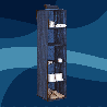 BLUE niebieski wiszący organizer do szafy 5 przegród 30X30X120cm