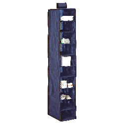 BLUE niebieski wiszący organizer do szafy 10 przegród 20x29x120 cm