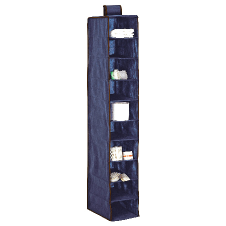 BLUE niebieski wiszący organizer do szafy 10 przegród 20x29x120 cm