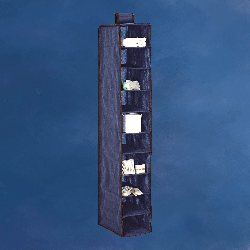 BLUE niebieski wiszący organizer do szafy 10 przegród 20x29x120 cm