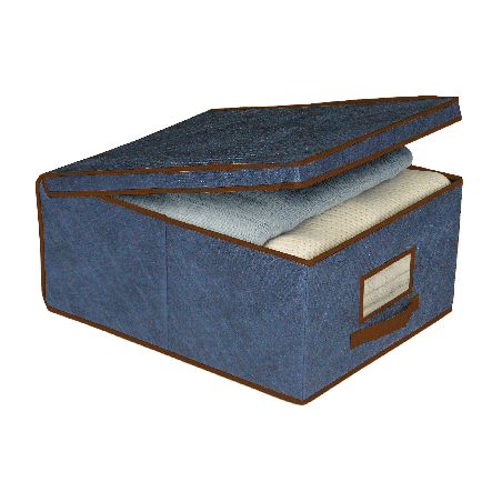BLUE niebieski organizer do szafy z pokrywą oraz oknem 50x40x25cm