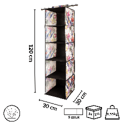 FLORAL w kwiaty wiszący organizer do szafy 5 przegród 30x30x120m