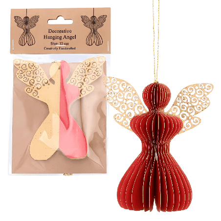 Aniołek papierowy składany 12cm – świąteczna czerwień