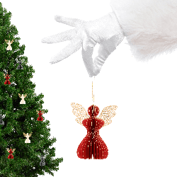 Aniołek papierowy składany 12cm – świąteczna czerwień