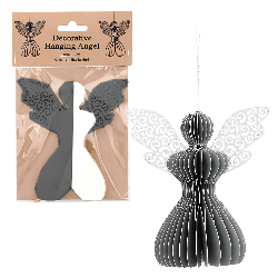 Aniołek papierowy składany 12cm – stylowa szarość