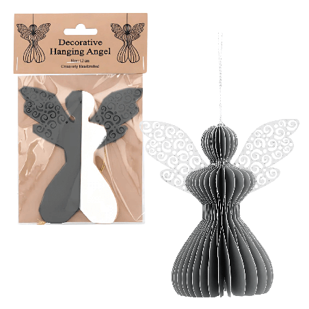 Aniołek papierowy składany 12cm – stylowa szarość