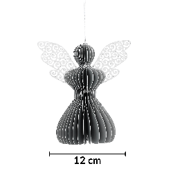 Aniołek papierowy składany 12cm – stylowa szarość