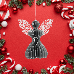 Aniołek papierowy składany 12cm – stylowa szarość