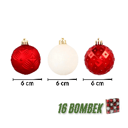 Zestaw 16 bombek choinkowych 6cm – klasyczna czerwień