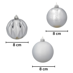 Zestaw 4 bombek choinkowych 8cm – eleganckie srebro