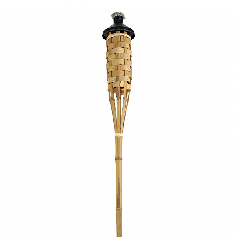 Pochodnia ogrodowa bambusowa, pleciona, do ogrodu i tarasu, 1200 mm, pojemność 180 ml