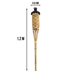 Pochodnia ogrodowa bambusowa, pleciona, do ogrodu i tarasu, 1200 mm, pojemność 180 ml