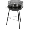 Grill węglowy ogrodowy okrągły czarny z rusztem, stalowy, 38 x 38 x 55 cm