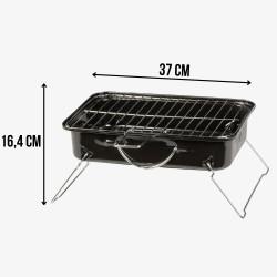 Grill węglowy przenośny, stalowy, do ogrodu i na taras, 37x27x17 cm