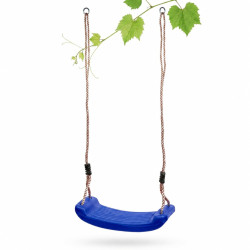 Huśtawka dziecięca niebieska, plastikowa, ogrodowa, bez oparcia, 40 x 16 x 1,2 cm, liny 2 m, maks. 70 kg