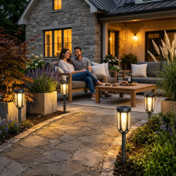 Lampa ogrodowa solarna, czarna LED, zapikowa, IP44, 7,5x42 cm