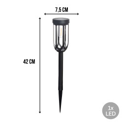 Lampa ogrodowa solarna, czarna LED, zapikowa, IP44, 7,5x42 cm