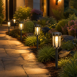Lampa ogrodowa solarna, czarna LED, zapikowa, IP44, 7,5x42 cm