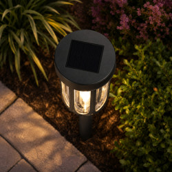 Lampa ogrodowa solarna, czarna LED, zapikowa, IP44, 7,5x42 cm